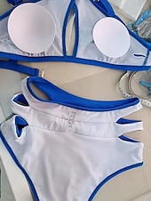 billiga Bikiniset-Dam Badkläder Bikini 2 st Kalsonger Baddräkt Öppen rygg Smal Semester Standkläder Ensfärgat Halterneck Ärmlös Baddräkter