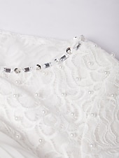 baratos Comprimento do chão-Vestido A-Line Para Mãe da Noiva Convidada Elegante Gola Redonda Comprimento do Tornozelo Chiffon Renda Mangas 3/4 com Franzido de Lantejoulas 2025