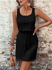 ieftine Rochii de soare-Pentru femei Rochie Lunga Rochie Maxi Rochie casual Rochie Tip Maieu Stilat Casual Vacanță Zilnic Fit regulat Simplu Fără manșon În U Negru Alb Albastru celest Vară Primăvară