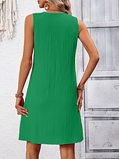 voordelige Overgooiers-Dames Mini-jurk Casual jurk Tank-jurk Basic Casual Vakantie Dagelijks Normale pasvorm Effen Mouwloos Gekerfde nek Marineblauw Fuchsia Groen Zomer