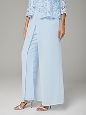 abordables Longueur du plancher-Combinaison Robe de Mère de Mariée  Formel robe demoiselle d honneur Elégant Echarpe incluse Col Carré Longueur Sol Mousseline de soie Dentelle Sans Manches Echarpe incluse avec Appliques 2025