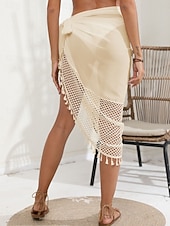 tanie Spódnica kopertowa-Kostium kąpielowy damski okrycie wierzchnie owinięcie frędzle wakacyjne wdzianko plażowe jednolity kolor bez rękawów kostiumy kąpielowe