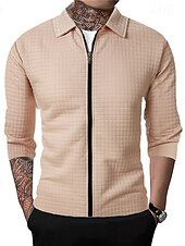 economico Giubbotti e cappotti da uomo-Per uomo Giacca Leggera Giacca Estiva Giacca Camicia Giacca di transizione Vacanza Quotidiano Resistente all&#039;usura Tasca Primavera Autunno Semplice Moda Classico Bavero Regolare Nero Bianco Vino Blu