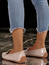 levne Dámské nazouváky a mokasíny-lakované mokasíny pro ženy – elegantní slip-on byty klasického designu pro běžné nošení i do kanceláře