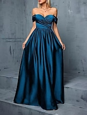 cheap Special Occasion Dresses-A-Line Evening Gown Party Dress Evening Party Black Tie Gala Floor Length Short Sleeve Sweetheart Cotton Backless with Ruched