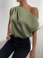 cheap Tank Tops &amp; Camis-Women&#039;s Camisole Tank Top Solid Color Casual Sleeveless Crew Neck Regular Tops Daily Print Grass Green Green Beige Summer Spring