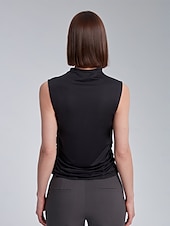 economico Bluse e camicie-Per donna Tinta unica Vacanza Ufficio Lavoro Senza maniche Nero Bianco Arricciato A lupetto Senza Maniche Elegante Casual Quotidiano Collo Alto Estate Primavera