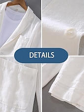 abordables Blazer en lin-Veste blazer en lin pour hommes mariage mode décontractée été unie sans doublure blanche ajustée à deux boutons