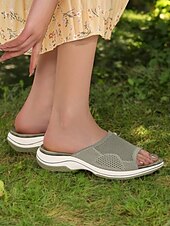 levne Pohodlné sandály-šedé sandály pro ženy – pohodlné nazouváky s otevřenou špičkou s polstrovanou podrážkou pro běžné a outdoorové aktivity