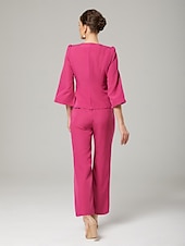 preiswerte Overalls für Mütter-Zweiteilige Jumpsuits Mutter der Braut Elegant Wickel enthalten Juwelen-Hals Knöchellänge Stretch-Chiffon 3/4 Länge Ärmeln mit Bandage 2025