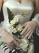 baratos Luvas de Casamento-Renda Até o Pulso Luva Elegante / Estilo Clássico Com Cor Pura Luvas de Festa / Casamento