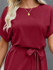 economico Vestito Semplice-Abito Mini Donne Abito Avvolto Vestito T Shirt Vestito Tee Colore Solido Casual Vacanza Strada Casual Vestibilità Regolare Grafica Manica Corta Collo a Giro Rosa Vino Blu Marino Blu Estate