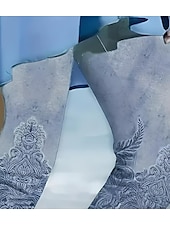 billiga Blommönster-Kvinnors leggings capribyxor hög elasticitet semester mode hawaïanska ankellängd medel midja blommigt tryck termisk varm andningsbar mjuk semester avslappnad vardag äggblå regular fit