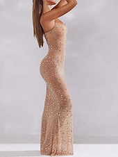 ieftine Rochie simplă-Rochie Maxi Femei Rochie Uni Rochie Bandaj Rochie Bodycon Rochie Off The Shoulder Rochie Formală Ajustare Formală Normală Grafic Fără Mâneci Bretele Maro Închis Negru Khaki Vară