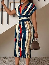 olcso Denimszövet ruhák-Női Midi ruha hétköznapi ruha Bodycon nyári ruha Divat Szabadtéri Szabadság Randi Normál Színes Féhosszú Mély-V Medence Barna Sötétkék Nyár Tavasz