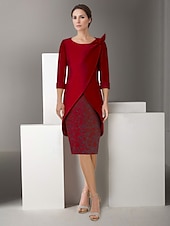 preiswerte Mit Jacke-Rosa Besticktes Zweiteiliges Etui Jackett Kleid Anzug Mutter der Braut Kleid Satin Spitze Elegant Vintage Funkeln  Glanz V-Ausschnitt Knielang Glitzer mit Applikationen Derby Kleid Renntag Kleid 2025