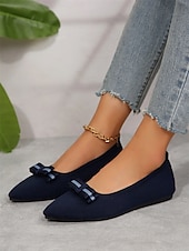 baratos Sapatilhas de mulher-sapatilhas femininas de bico fino com laço – sapatilhas de balé elegantes e respiráveis para uso no escritório e casual