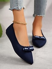 baratos Sapatilhas de mulher-sapatilhas femininas de bico fino com laço – sapatilhas de balé elegantes e respiráveis para uso no escritório e casual