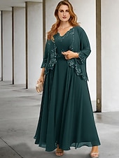 abordables Avec veste-Robe de deux pièces A-Line invitée de mariage robe élégante formalité longueur thé sans manches col en V chiffon avec appliqués 2025 taille personnalisée gratuite