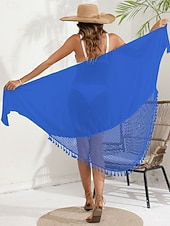 tanie Spódnica kopertowa-Kostium kąpielowy damski okrycie wierzchnie owinięcie frędzle wakacyjne wdzianko plażowe jednolity kolor bez rękawów kostiumy kąpielowe