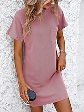abordables Vestido blanco-día de San Valentín Mujer Normal Mini vestido Vestido de cambio Vestido informal Vestidos Boho Chic Bohemia Estilo lindo Elegante Casquillo Manga Murciélago Casual Hogar Vacaciones Moldeado al Cuerpo