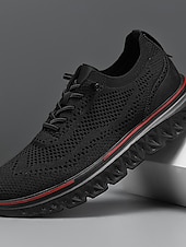 abordables Baskets Décontractées-baskets à lacets en tricot respirant pour hommes – chaussures de course décontractées légères avec semelle coussinée pour la marche et le quotidien