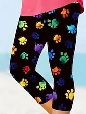 ieftine -Woman&#039;s Leggings Capri Pants Înaltă Elasticitate Modă Streetwear Lungime Completă Talie Înaltă Imprimare Grafică Animale Pisică Termic Călduros Respirabil Moale  Exterior Zilnic Negru Gri Toamnă