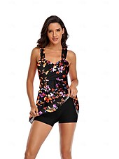 abordables Robes de bain-Femme Maillots de Bain Tankini Maillot de bain Rétro Sexy Fleur Feuilles Sans Manches Maillots de bain