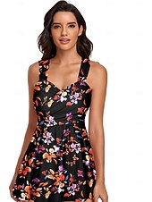 abordables Robes de bain-Femme Maillots de Bain Tankini Maillot de bain Rétro Sexy Fleur Feuilles Sans Manches Maillots de bain