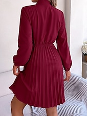 cheap Plain Dress-Women&#039;s Mini Dress Wrap Dress A Line Dress Solid Color Summer Dress Pleated Dress Party Birthday Vacation Daily Regular Fit Plain Long Sleeve V Neck Black Pink Wine Royal Blue Summer