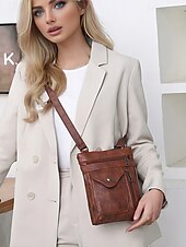 cheap Crossbody Bags-Women&#039;s Vintage Faux Leather Crossbody Bag - Multi-Pocket Crossbody Bag for Travel, Work and Leisure Black Brown Green
