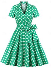 olcso Ruhák-Retró 1950-es Ruhák Swing ruha Extra méret Pöttyös Női Farsang Álarcos mulatság Hétköznapi viselet Lánybúcsú Felnőttek Ruha Hazatérő ruhák