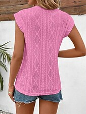cheap Stripe&amp;Geometric tee-Women&#039;s T Shirt Plain Elegant Fashion Modern Sleeveless Crew Neck Regular Tops Daily Weekend White Pink Blue Green Summer Spring