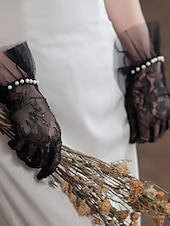 abordables Gants de Mariage-Dentelle Longueur Poignet Gant Elégant / Style classique Avec Couleur Pure Gants de Mariage / Fête