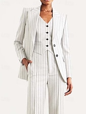 olcso Anya nadrágkosztümje-Nadrágöltöny 3 Részes Készlet Anyának a Menyasszonyhoz Tuxedo Esküvői Vendég Elegáns Blézer Klapák Bokahosszig Csíkos Hosszú Ujjú Zsebekkel
