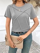 ieftine tricouri-Pentru femei Tricou Simplu Modă Modern Casual Manșon scurt Stil Nautic Topuri obișnuite Zilnic Sfârșit de săptămână Peteci Negru Roz Îmbujorat Albastru piscină Mov Maro Vară