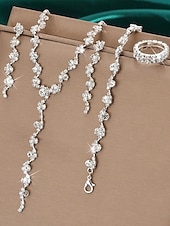 cheap Women&#039;s Necklace-Gold Rhinestone Jewelry Set – Elegant Necklace, Bracelet, and Ring Set for Women, Perfect for Formal Events, Weddings and Special Occasions