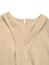 お買い得  ロンパース-女性用 標準 ロンパース 活発的 純色 ノースリーブ Ｖネック ポケット ハイウエスト バケーション 日常 レギュラー カーキ色 夏