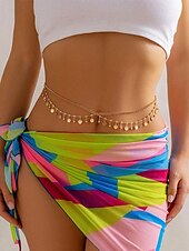 cheap Women&#039;s Belt-Gold Star Belly Chain with Crystal Detailing – Adjustable Waist Jewelry for Women, Boho Chic Style, Perfect for Beachwear, Festivals and Parties