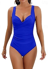 billige Onepiece badedrakter-Dame Badetøy Ett stykke Monokini Badedrakt Åpen rygg Midjekontroll Høy Midje Ferie Strand Klær Helfarge V-hals Ermeløs Badedrakter