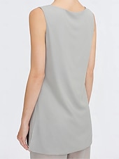 tanie Garnitury dla mamy-Kombinezon  Spodnium 3 Częściowe Teściowej Ślubne Gościń Elegancka Plus Size Zawiera Bateau Długość do Podłogi Chiffon Bez Rękawów Kurtka z Jednolitym Kolorem
