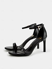 cheap Prom-Black Ankle Strap Stiletto Sandals for Women - Elegant Open-Toe High Heels for Evening &amp; Formal Events