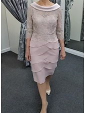 preiswerte Teelänge-Kleid Brautmutter Kleid Formal Hochzeitsgast Elegant Vintage Juwel Ausschnitt Tee Länge Chiffon 3/4 Länge Ärmel mit Spitze Perlen Schicht Derby Kleid Renntag Kleid 2025