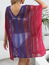 abordables Robes de plage-Maillots de Bain Femme Couverture Robe de Bain Maillot de Bain Découpe Vacances Plage Vêtements Ombre Col en V Manches Longues Maillots de Bain