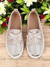 billige Brud-glitrende rhinestone loafers for kvinner – glitrende slip-on leiligheter med sløyfedesign for bryllup, fester og spesielle anledninger