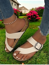 preiswerte Lässige Sandalen-Flip-Flops mit Kreuzriemen und großer Schnalle, bequeme und stylische Sandalen für Damen, perfekt für den Sommer, den Strand und Freizeitausflüge