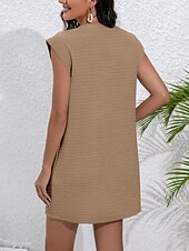 ieftine Rochii florale-Pentru femei Rochie Mini Rochie casual Rochie Tip Maieu De Bază Casual Vacanță Zilnic Fit regulat Simplu Fără manșon Stil Nautic Roz Îmbujorat Kaki Caisă Vară