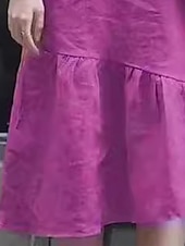 abordables Robes décontractées-Femme Robe Maxi Robe casual Robe en coton et lin Robe Trapèze basique Décontractées Vacances du quotidien Standard Plein Manche Courte Col Ras du Cou Jaune Rouge Bleu Violet Eté