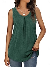 ieftine Bluze &amp; Camisole Damă-Top de damă fără mâneci de tip camisola de culoare solidă elegant casual fără mâneci gât în U tops obișnuite zilnic alb roz verde vară primăvară