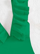 voordelige Eendelige badpakken-Dames Zwemkleding Een stukje Monokini Zwempak Ruche Blote rug Buikcontrole Hoge taille Slank Vakantie Strand Kleding Effen Kleur V-hals Mouwloos Badpakken